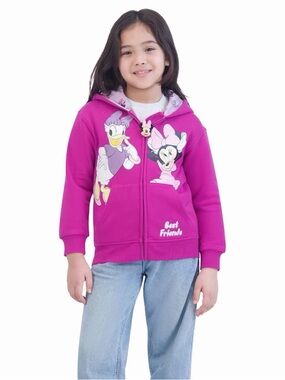 NWT Disney Girls Fuchsia Minnie & Daisy Zip Hoodie Size 5